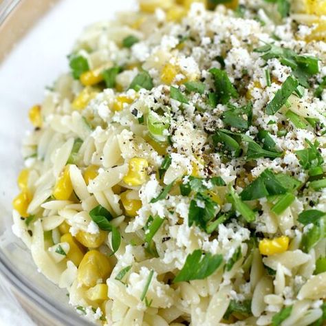 Salad With Orzo, Lemony Orzo, Vegetable Casseroles, Roasted Corn Salad, Fresco Cheese, Queso Fresco Cheese, Orzo Pasta Salad, Summer Eats, Corn Salad Recipes