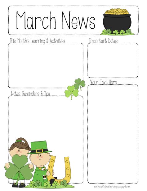 March Newsletter Daycare Newsletter, Kindergarten March, Teacher Newsletter Template, March Newsletter, News Letters, Class Newsletter, Monthly Newsletter Template, Preschool Newsletter Templates, Preschool Newsletter