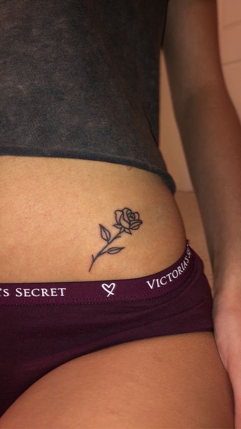 Lower Stomach Tattoos For Women Small, Small Tattoo Ideas Stomach, Cute Small Stomach Tattoos, Small Small Tattoos, Small Rose Tattoo On Chest, Waist Rose Tattoo, Small Tattoo Stomach, Cute Stomach Tattoos For Women Small, Small Tatts For Woman