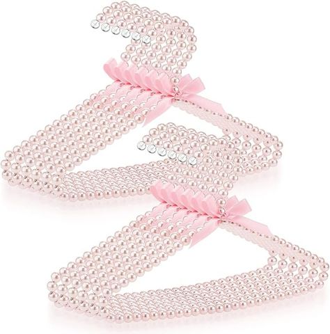 Amazon.com: 12 Pieces Pearl Beaded Clothes Hanger Mini Small Pearl Clothes Hangers Pearl Beads Metal Elegant Clothes Hangers with Ribbon Standard Hangers for Kids Baby Children Pet Cat Dog Clothes (Pink) : Home & Kitchen Pearl Clothes, Beaded Clothes, Pearl Hanger, Pink Hangers, Beads Clothes, Baby Hangers, Mini Clothes, Elegant Clothes, Velvet Hangers