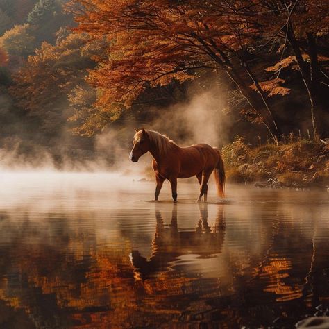 Horses Pics, Horse Wallpapers, Autumn Core, Animals Painting, Autumn Animals, Equestrian Aesthetic, Horse Wallpaper, Horse Aesthetic, Black Horses