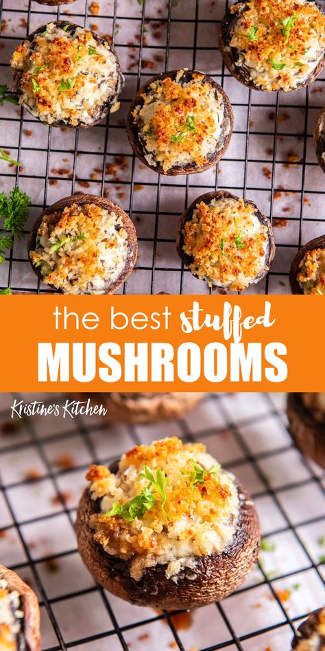 Stuffed Mushrooms For Thanksgiving, Holiday Mushrooms, Stuffed Mushrooms Recipes, Stuffing Mushrooms, Stuffed Mushrooms With Cream Cheese, Stuffed Mushroom Recipes, Easy Stuffed Mushrooms, Easy Stuffed Mushroom Recipe, Best Stuffed Mushrooms