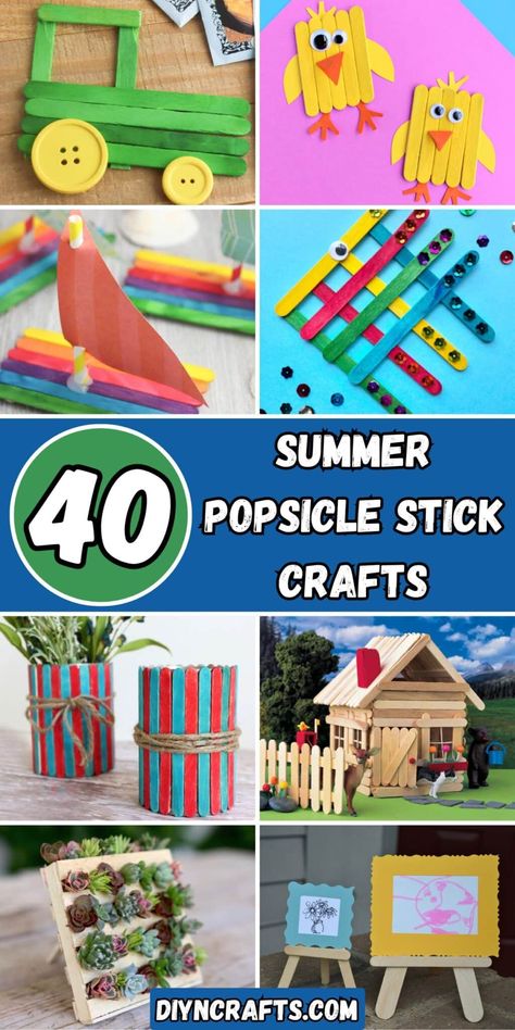 40 Summer Popsicle Stick Crafts Cute Popsicle Stick Crafts, Popsicle Crafts For Preschoolers, Popsicle Preschool Craft, Craft Sticks, Popsicle Craft, Craft Sticks Ideas For Kids, Paddle Pop Sticks Craft, Popsicle Sticks Crafts, Jumbo Craft Stick Crafts