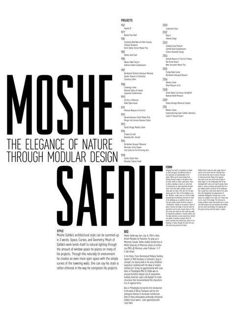 Moshe safdie poster Body Copy Layout, Moshe Safdie, Typographic Posters, Font Poster, Type Poster, Poster Fonts, Fashion Forms, Typography Poster Design, Grid Layouts