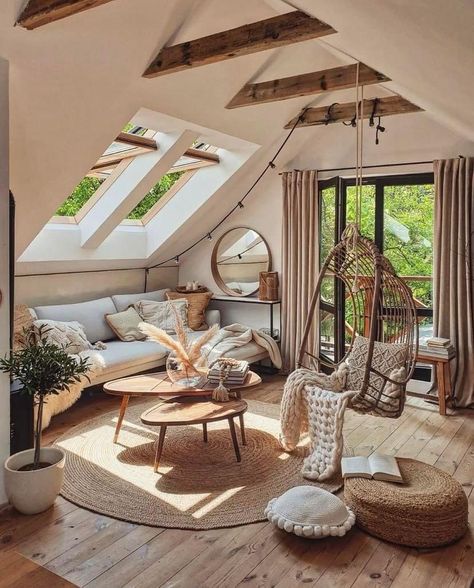 Apartment Bedroom Decor, Interiors Dream, Attic Bedroom, Creative Home Decor, Boho Interior, Boho Living Room, Cozy Living Rooms, Design Case, Home Decor Tips