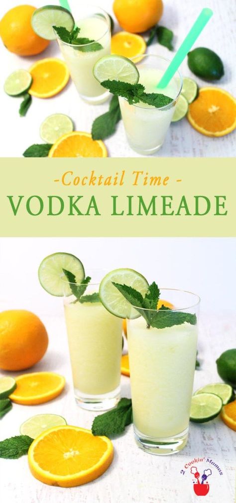 Vodka and Lime Cocktail | 2 Cookin Mamas A simple & refreshing cocktail that is like summer in a glass. Make it by the pitcher full or frozen in a glass, the lime and orange bring the perfect amount of tart & sweet to your palate. #recipe #drink Infusing Vodka, Lime Cocktail Recipes, Lime Cocktails, Party Punches, Orange Juice And Vodka, Vodka Cocktails Easy, Frozen Limeade, Indonesian Recipes, Virgin Mojito