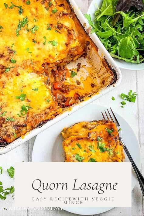 An easy meat free Quorn mince Lasagne recipe made with veggie mince, a thick tomato ragu sauce and a homemade cheesy white bechamel sauce. Vegetarian Bolognese, Quorn Recipes, Kale Vegetable, White Cheese Sauce, Easy Pasta Dinner Recipes, Ragu Sauce, Lasagne Recipes, Meat Dish, Easy Pasta Dinner