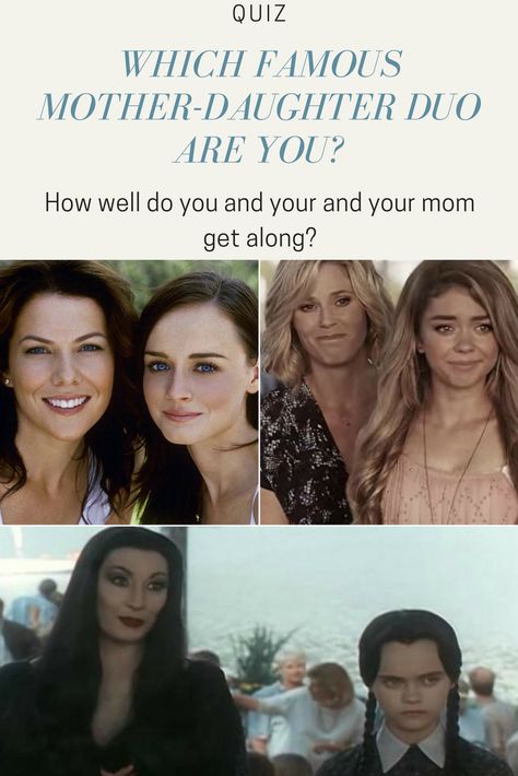 A mother-daughter relationship is one of the most special bonds in the world. How well do you and your mom get along? Take this quiz to find out which duo you guys are most similar to. Silly Comics, Mom Quiz, Lorelai And Rory, Random Quizzes, Beach Words, Famous Duos, Mother Images, Julie Bowen, Mother Daughter Relationships