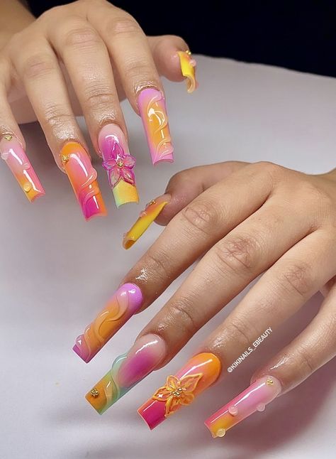 Hard Nails, Diy Acrylic Nails, Gel Nails Diy, Nail Art Gel, Brighter Days, Spring Nail Designs, Acrylic Nails Coffin Pink, Unique Acrylic Nails, Nails Summer