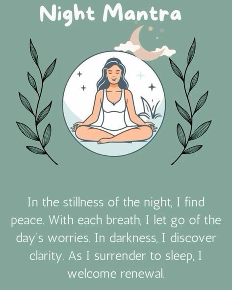 Night MANTRA 💕 #mantra #trabalhosmanuais #mantrailing #mantrasinging #mantradodia #mantraoftheday Night Mantra, Moon Phrases, I Surrender, Morning Mantra, Find Peace, Holistic Healing, Healing Journey, Finding Peace, Let Go