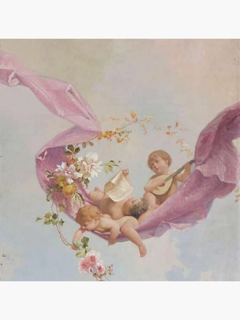 "Angels" Sticker by ravager69 | Redbubble Foto Transfer, Angel Wallpaper, Angel Aesthetic, Angel Painting, Photo Wall Collage, Aesthetic Painting, Aesthetic Pastel Wallpaper, Romantic Art, Pastel Wallpaper