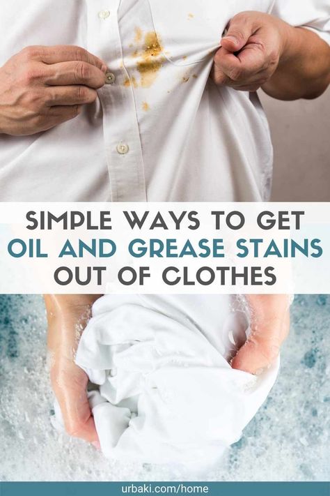 Of all the possible offenders on clothing, grease, and oil stains are some of the most troublesome. These stains don't just seem to stick out like a sore thumb on your clothes; they are also very difficult to remove. Most fats and oils are semi-solid or solid at room temperature, which means that removal requires warm or hot water. It also depends on the fabric, synthetic fibers like polyester are especially difficult to treat because they attract grease and oil. And yet, removing oil stains... How To Remove Grease Stains From Clothes, How To Get Oil Stains Out Of Clothes, Oil Stains Out Of Clothes, How To Remove Oil Stains From Clothes, How To Remove Set In Grease Stains, How To Get A Grease Stain Out Of A Shirt, Removing Set In Grease Stains, Diy Oil Stain Remover Clothing, How To Get Greese Stains Out Of Clothes Oil