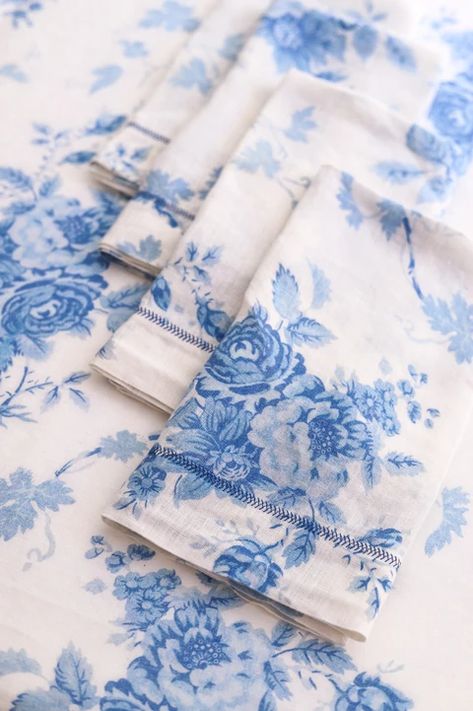 Home Decor - Designer Throws, Pillows, Towels & Home Linens | LoveShackFancy.com Blue Wedding Inspiration, Printed Napkins, Tabletop Accessories, Handmade Textiles, Coastal Wedding, Paint Print, Travel Inspired, Linen Napkins, Something Blue