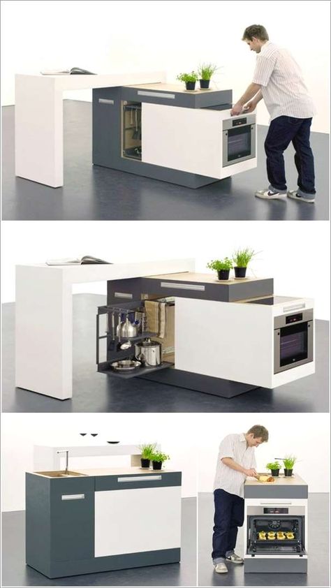 Micro Kitchen, Compact Kitchen Design, Kitchen Design Small Space, Casa Container, Classic Kitchen, Compact Kitchen, Small Space Kitchen, Compact Living, Smart Furniture