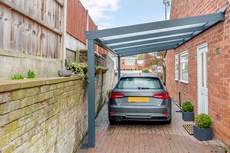 Lean To Carport, Landscaping Along Fence, Roof Ideas, Car Port, House Planning, Lean To, Secret House, Glass Extension, Types Of Work