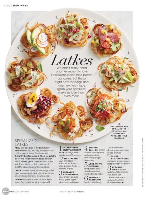 Latkes with different toppings New Years Tradition Food, Nye Dinner Party, Homemade Spice Mixes, Nye Dinner, Toppings Bar, 5 More Minutes, Instant Family, Potato Latkes, Hanukkah Party