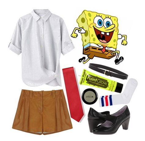 DIY Spongebob Halloween Costume Spongebob Outfit, Spongebob Halloween, Spongebob Costume, Cartoon Halloween Costumes, Character Dress Up, Kawaii Outfits, Classy Halloween Costumes, Easy Cosplay, Disney Themed Outfits