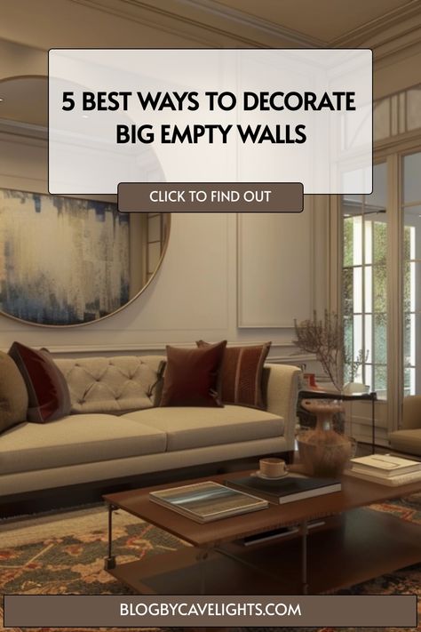 Ready to transform your space? Check out our article on large wall decor ideas and find the 5 best ways to decorate big empty walls. Get inspired with wall decoration! 🌿🖌️ Living Room Wall Decor With Clock, Wall Decor With Clock, Bay Window Inspiration, Mirrors In Living Room Ideas, Family Room Wall Decor, Big Blank Wall, Family Room Wall, Family Room Walls, Big Wall Art