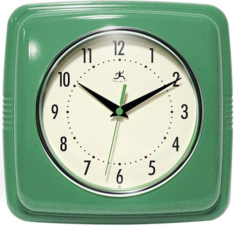 Amazon.com: Infinity Instruments Square Clock, Green: Collectibles & Fine Art Square Clocks, Contemporary Wall Clock, Retro Wall Clock, Kitchen Clocks, Retro Clock, Square Wall Clock, Plywood Furniture, Clock Decor, Decor Guide