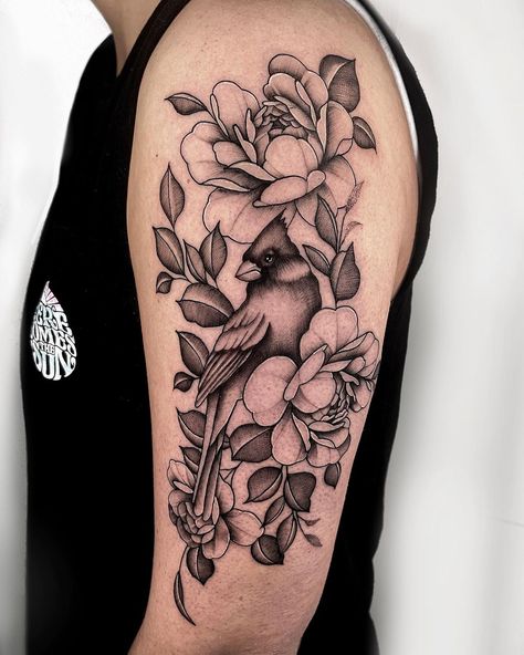 Sydney Bouillon | Cardinal and peonies | thank you so much @riali.labrash Booking November & December Email only: sqxxid@gmail.com #peoniestattoo… | Instagram Cardinal Half Sleeve Tattoo, Illustrative Tattoos, Cardinal Tattoo, Cardinal Tattoos, Small Pretty Tattoos, Peonies Tattoo, In Memory Of Dad, Half Sleeve Tattoo, Birds Tattoo