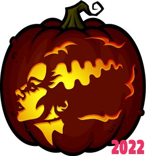 Pumpkin Carving Patterns and Stencils - Zombie Pumpkins! - The Bride of Frankenstein pumpkin pattern - The Bride of Frankenstein Bride Of Frankenstein Pumpkin, Frankenstein Pumpkin Stencil, Frankenstein Wife, Monster Pumpkin, Frankenstein Pumpkin, Zombie Pumpkins, The Bride Of Frankenstein, Halloween Pumpkin Carving Stencils, Pumkin Carving