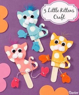 Mittens Craft, Cat Crafts For Kids, Cat Crafts Preschool, Wood Cats, Nursery Rhyme Crafts, Nursery Rhymes Preschool, Storytime Crafts, Craft Sticks, Craft Sewing