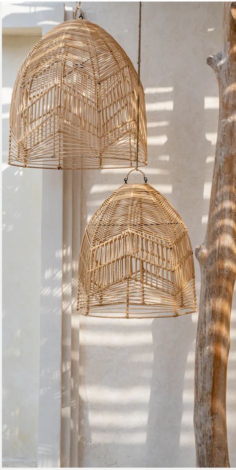 Pendant Lights in natural materials - rattan, seagrass, raffia, cotton, wicker. Boho and Modern Rustic look. All shapes and sizes – tagged "Pendant Lights" – Flo & Joe Flos Lighting Pendants, Rattan Lamps, Bohemian Lamp, Rattan Pendant Lights, Rattan Light Fixture, Boho Lamp, Boho Lighting, Wicker Pendant Light, Boho Interior Design