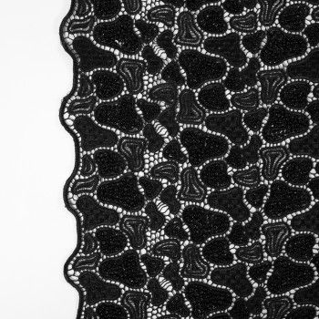 Black Fancy Beaded Guipure Lace Couture Fabric, Stretch Lace Fabric, Bridal Lace Fabric, Lace Fabrics, Geometric Lace, Fancy Beads, Mood Fabrics, Geometric Fabric, Guipure Lace