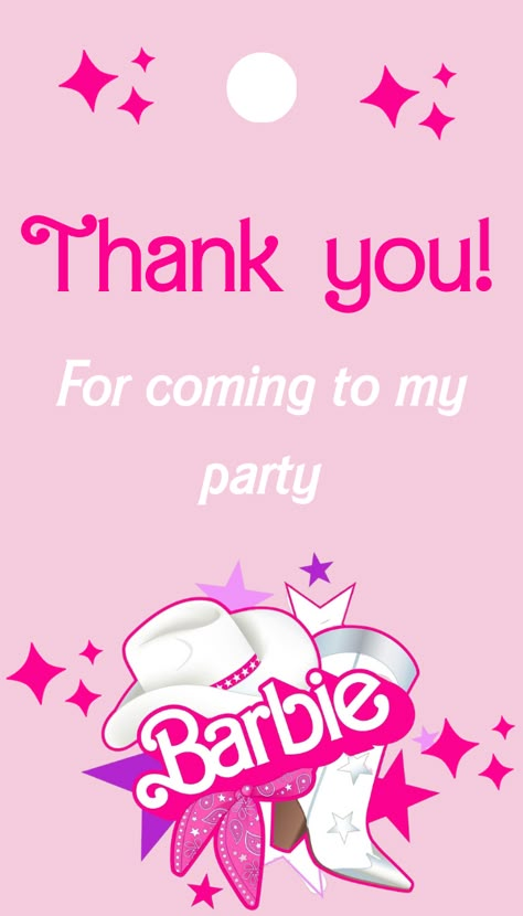 Barbie Cowgirl Gift Tag, Doll Birthday Pink Tags, Printable Canva Thank You Tag, Pink Malibu Favor Tags * BarbieCowgirl * #DollBirthday * #PinkMalibu * #PrintableTags * #CanvaDesign * #ThankYouTag * #PartyDecor * #PinkParty * #FavorTags * #DIYParty * #BarbieParty * #BirthdayCelebration * #CowgirlTheme * #PinkBirthday * #UniqueFavors * #PersonalizedTags * #GiftTagIdeas * #CustomizableLabels * #DollThemedParty * #BarbiePartySupplie Barbie Tags Printable, Barbie Gift Tags Free Printable, Barbie Thank You Card, Barbie Thank You Tags, Barbie Name Tag Printable, Barbie Invitation Template Free Printable, Cowgirl Barbie Birthday Party, Barbie Cowgirl Party, Barbie Invitation