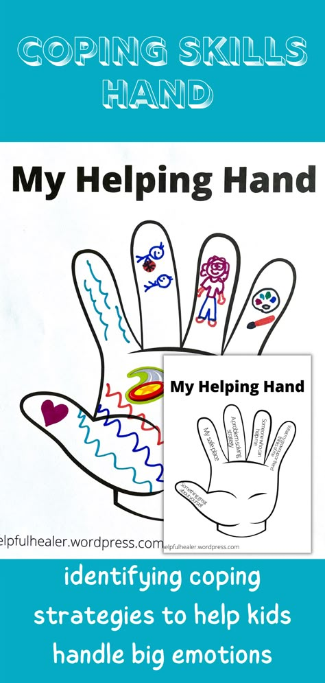 Create a Helping Hand visual as a reminder for your kids to use coping skills they have learned to manage those big emotions. You can put positive affirmations, coping strategies, people who can help them and any other tools to bring them to a place of calm. Coping Skills Elementary, Coping Skills Group Activities, Coping Activities, Free Coping Skills Printables, Keeping Hands To Self Activities, Social Skills Art Activities, Preschool Coping Skills, Mindfulness Activities For Preschoolers, Zones Of Regulation Coping Strategies