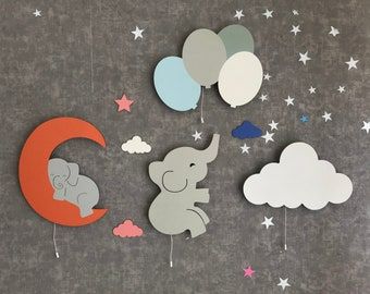 Baby Xmas Gifts, Nursery Elephant, Cloud Nursery Decor, Elephant Lamp, Cloud Night Light, Elephant Balloon, Baby Wall Decor, Cloud Lamp, Cloud Wall