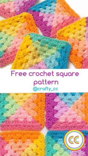 Free pattern #grannysquares #crochet #häkeln #yarn #pixel Free Crochet Square Patterns, Crochet Borders For Blankets, Modern Granny Square, Free Crochet Square, Granny Square Pattern Free, Crocheted Squares, Motifs Granny Square, Granny Square Crochet Patterns Free, Crochet For Beginners Blanket