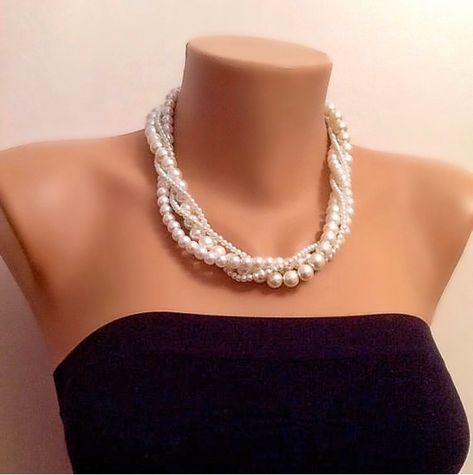 Bridesmaid Necklaces, Twisted Necklace, Ivory Pearl Necklace, Necklaces Wedding, Pearl Bridesmaid Jewelry, Chunky Pearl Necklace, Bridesmaid Necklace Gift, Necklaces Gift, Pearls Wedding