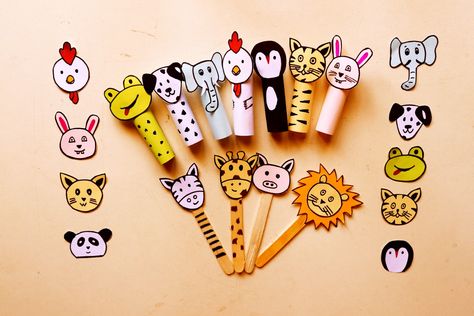 Make Finger Puppets, Finger Puppets For Kids, Stick Puppet, Puppets For Kids, Animal Names, Animal Science, Finger Puppets, Arts And Crafts For Kids, Puppets