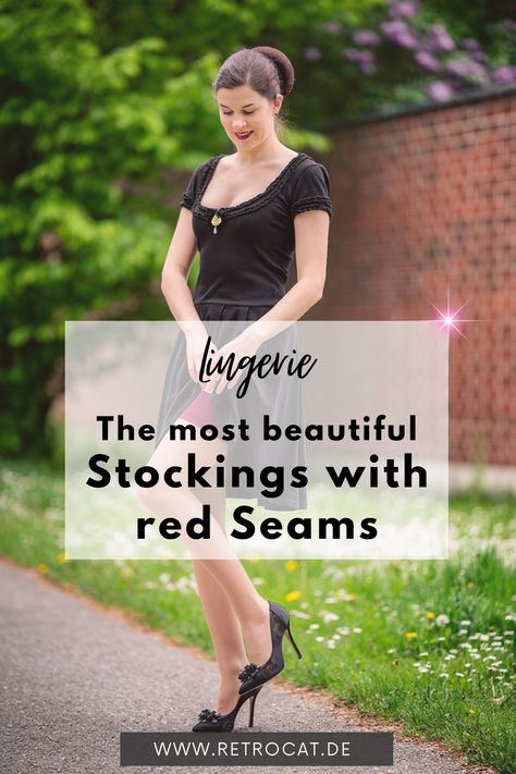 Amazing hosiery with red seams and how to style them Lace Umbrella, Secret In Lace, What Katie Did, Lace Trim Shorts, Fully Fashioned, Black Stockings, Old Hollywood Glamour, Vintage Streetwear, Hollywood Glamour