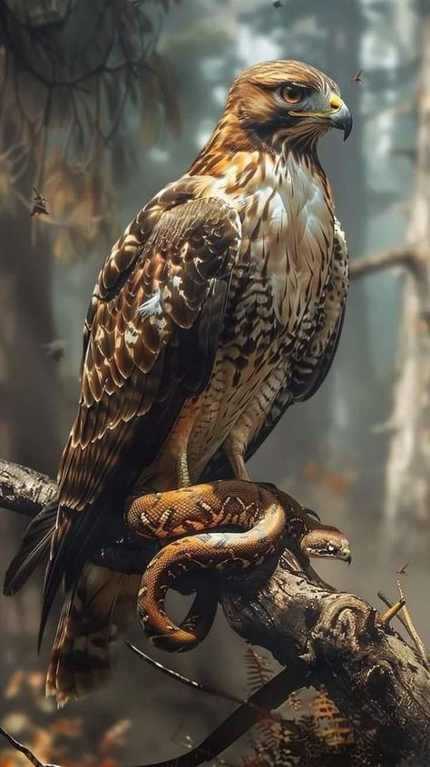 Feminine Hawk Tattoo Beautiful, Red Tail Hawk Drawing, Snake Reference Photo, Red Tailed Hawk Tattoo, Hawk Aesthetic, Hawk Photography, Redtail Hawk, Flying Hawk, Eagle Snake