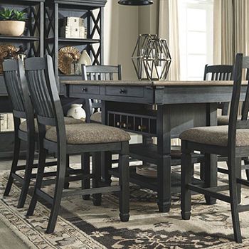 Signature Design by Ashley® Hilton Counter Height Dining Room Table, Color: Black Gray - JCPenney Counter Height Dining Room Tables, Urban Farmhouse Style, Counter Height Dining Table Set, Counter Height Table Sets, Built In Wine Rack, Dining Room Server, Solid Wood Dining Set, Urban Farmhouse, Counter Height Dining Table