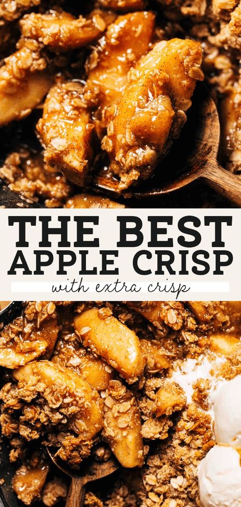 This is the BEST apple crisp recipe! It's perfectly sweetened with thick and jammy apples and extra crisp topping. It's also naturally gluten free with an almond flour and oat crumble topping. #applecrisp #applerecipe #apples #butternutbakery | butternutbakeryblog.com Mango Crisp, The Best Apple Crisp, Apple Crisp Topping, Oat Crumble Topping, Best Apple Crisp Recipe, Easy Apple Crisp, Crisp Topping, Gluten Free Apple Crisp, Best Apple Crisp