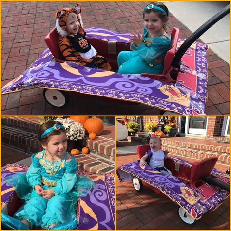 Aladdin and Jasmine magic carpet ride Halloween costume for kids Aladdin Costume Kids, Jasmine Magic Carpet, Jasmine Costume Kids, Jasmine Diy, Aladdin Halloween, Matching Family Halloween Costumes, Family Costumes Diy, Halloween Costume For Kids, Aladdin Costume