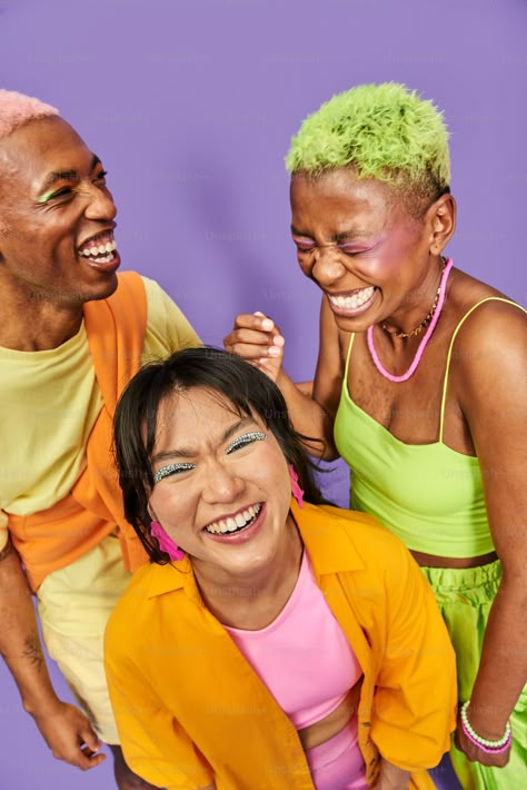 A woman with bright green hair and pink earrings photo – Excitement Image on Unsplash Happy Images, A Group Of People, Caricature Artist, Generation Z, Beauty Shoot, Man Ray, Group Of People, People Laughing, Human Face