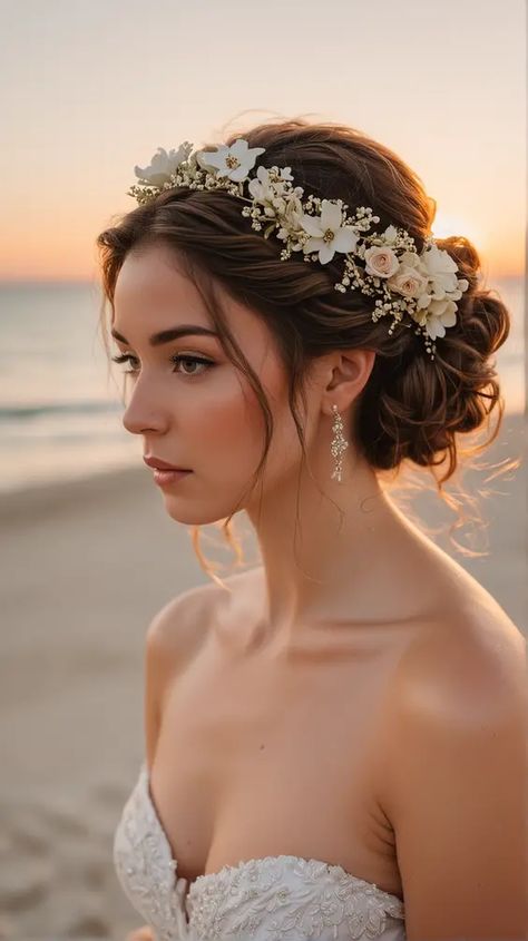 Explore the best beach wedding hairstyles for all hair lengths. Discover elegant updos, sleek ponytails, and stunning braids perfect for brides, bridesmaids, and guests. Enhance your seaside wedding look with our expert tips and recommended products Κούρεμα Bob, Makeup Pengantin, Wedding Hairstyles Bride, Hairdo Wedding, Beach Wedding Hair, Elegant Wedding Hair, Fishtail Braid, Wedding Hair Inspiration, Wedding Hairstyles Updo