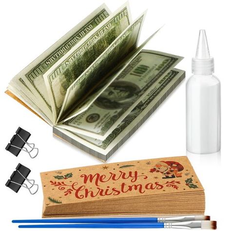 PRICES MAY VARY. Package Including: the Christmas Money Pad Kit Includes 24 sheets of Merry Christmas kraft paper, 2 ounces of filler, 2 brushes, and 2 clips for easy fixing, this ample quantity makes it can DIY at will, making your crafting process smooth and hassle free Suitable Size: the size of the kraft paper is 6.14 x 2.6 inch/ 156 x 66mm, which can perfectly match the size of the coin; The clip can be applied to create up to 150 bills of any denomination Easy to Operate: follow the steps Christmas Gift For Clients, Christmas Money Gift Ideas For Teens, 10 Dollar Gift Ideas, Giving Money As A Gift Ideas Creative, Funny Ways To Give Money As A Gift, Cash Gift Ideas Christmas, Money Gift Ideas Christmas, Christmas Money Gift Ideas, Cash Gift Ideas