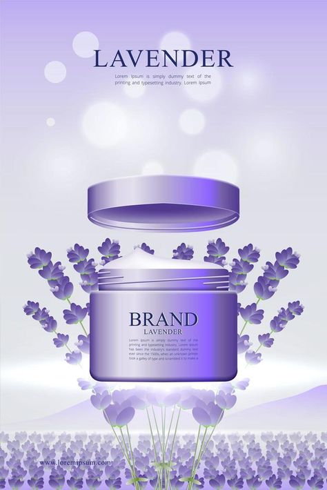 Skincare cream poster in lavender environment Lavender Poster, Cream Poster, Skin Care Cream, Dental Clinic, Anime Background, Banners, Vector Art, Poster Design, Lavender