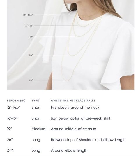 Necklace Measurement Chart, Necklace Size Chart, Gorjana Necklace, Necklace Length Chart, Accessory Inspo, Metal Smithing, Work Inspiration, Necklace Size, Measurement Chart