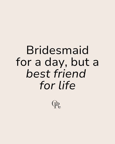 Your wedding may last a day, but your bridesmaids are there forever! ✨ From planning a crazy hen-do to holding your hand the morning of your wedding to calm your nerves! Your bridesmaids are there every step of the journey to make this new chapter as special as it can be! Tag your bridesmaids below! 🫶👇 #weddings2025 #bridesmaid #weddinginspo #bridesmaids #bridesmaiddresses #weddings #bridesofinstagram #WeddingSeason #bridesmaidinspiration Best Friend Bride Quotes, Bestie Wedding Quotes, Bridesmaid Quotes Friendship, Best Friend Getting Married, Bridesmaids Quotes, Best Friend Wedding Quotes, Bridesmaid Quotes, Holding Your Hand, Bride Quotes