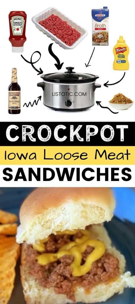 Loose Meat Sandwich Recipe, Loose Meat Sandwich, Maid Rite Sandwiches, Crockpot Meat, Loose Meat, Loose Meat Sandwiches, Cook Meat, Meat Sandwich, Meat Appetizers