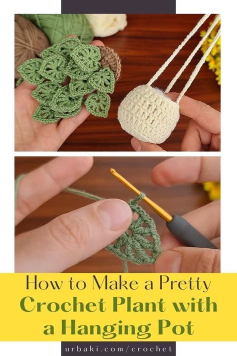 Crochet Flower Hanger, Crochet For Plant Lovers, Crochet Projects For Home Decor, Crochet Stitch Marker Holder, Crochet Succulent Car Hanger Pattern, Tiny Crochet Plant, Crochet Gift Projects, Mini Hanging Plant Crochet Pattern Free, Garden Crochet Ideas