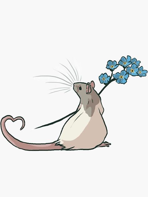 Rat Art Cute, Forget Me Not Art, Rat Art, Rat Tattoo, Arte Indie, Arte Peculiar, Cute Rats, A Rat, White Drawing