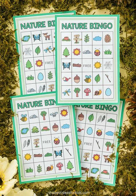 Nature Bingo (Free Printables) - The Best Ideas for Kids Nature Bingo, Bingo Printable Free, Nature Scavenger Hunt, Nature Games, Free Bingo Cards, Nature Hunt, Bingo For Kids, All About Me Preschool, Bingo Template