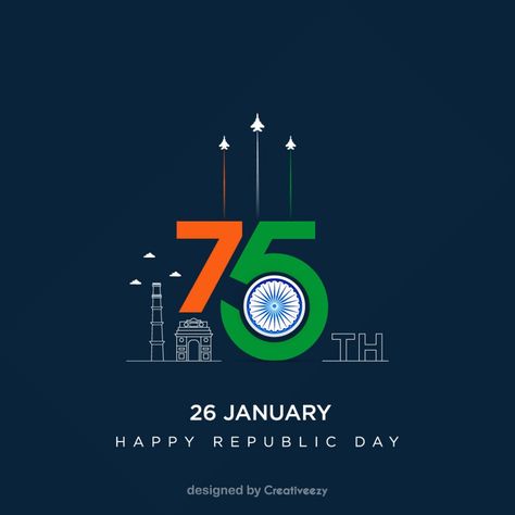 75th-republic-day-design-with-indian-jets-and-monuments-illustration Republic Day 2024 Post, Happy 75th Republic Day, 75th Republic Day India Poster, 75 Republic Day India, Happy Republic Day Post, 75th Republic Day, 75th Republic Day India, Republic Day Illustration, Republic Day Post